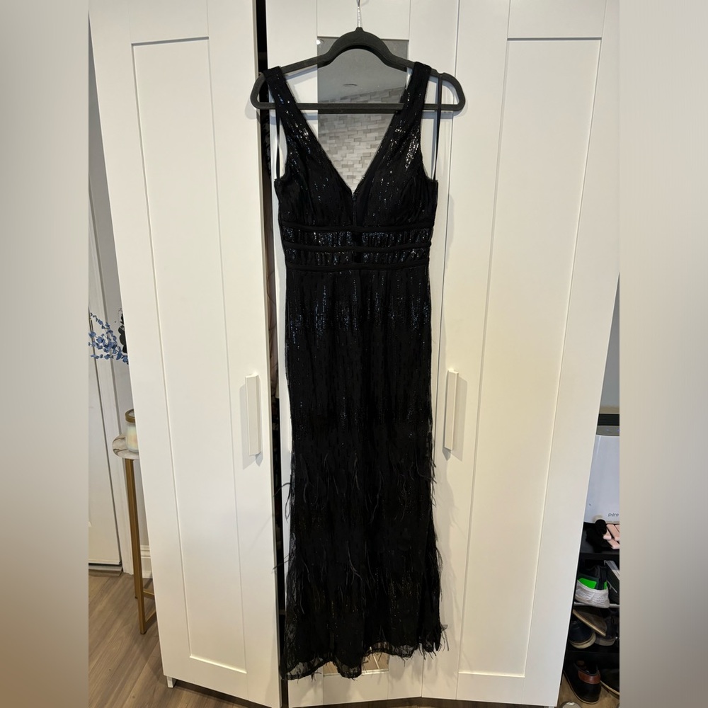 WORN ONCE - Black Plunge Sequin Dress - Picture 4 of 12